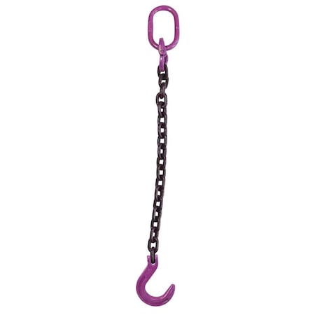 3/8 X 20' - Single Leg Chain Sling W/ Foundry Hook - Grade 100